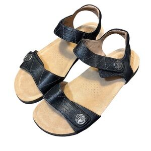 Taos Pioneer Sandals Black Leather Comfort Women's Size 9